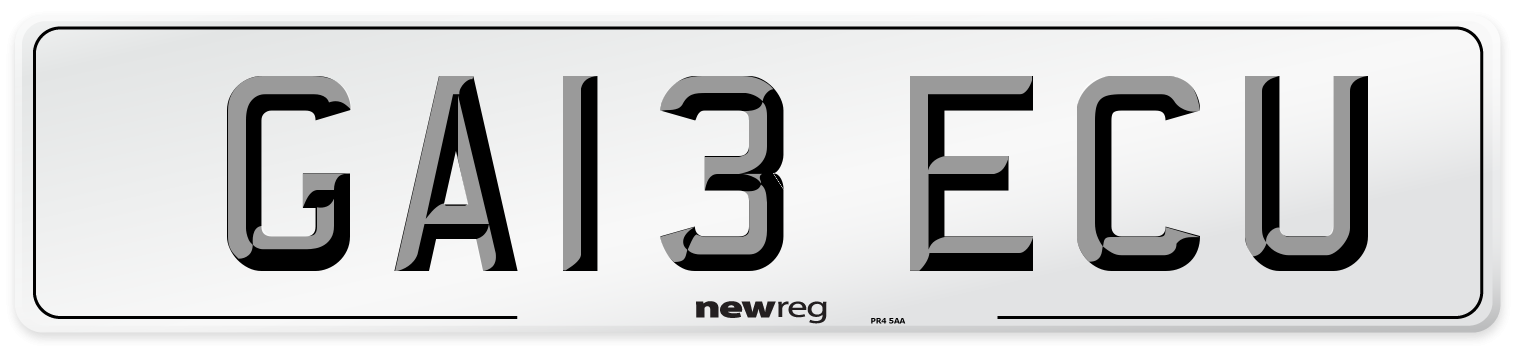 GA13 ECU Number Plate from New Reg